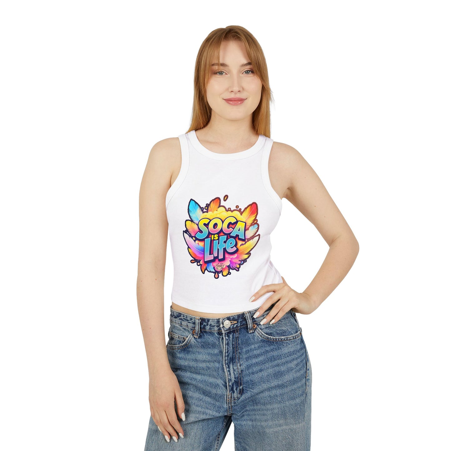 Women's Micro Rib Racer Tank Top - Soca is Life