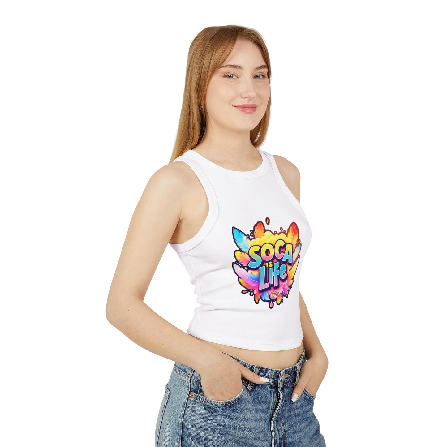 Women's Micro Rib Racer Tank Top - Soca is Life
